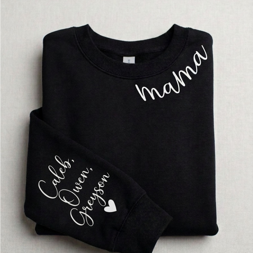 Gildan Black "Mama" Crewneck Sweatshirt with White Script